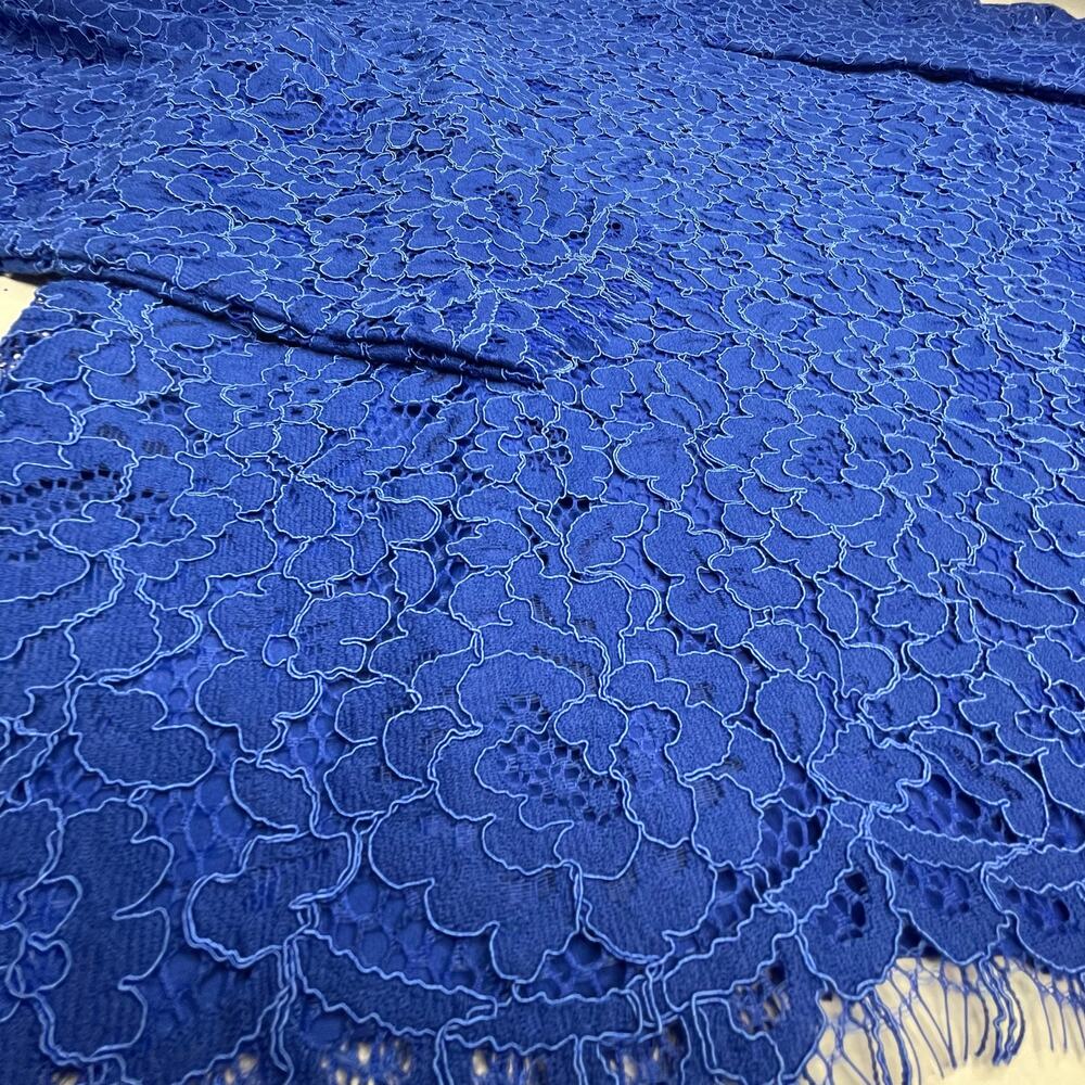 J. Crew Lace Top Long Sleeve Blue  size 8 scalloped mock neck New - Picture 9 of 10